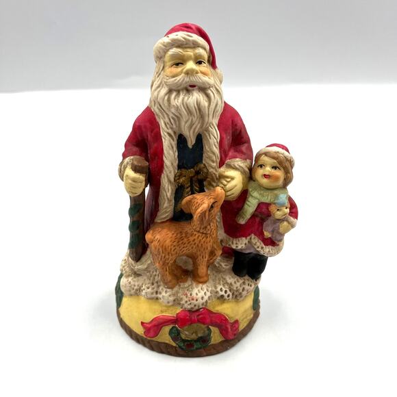 Vintage Ceramic MCM Santa Claus Figurine Little Girl Feeding Baby Reindeer Rare - Picture 1 of 8